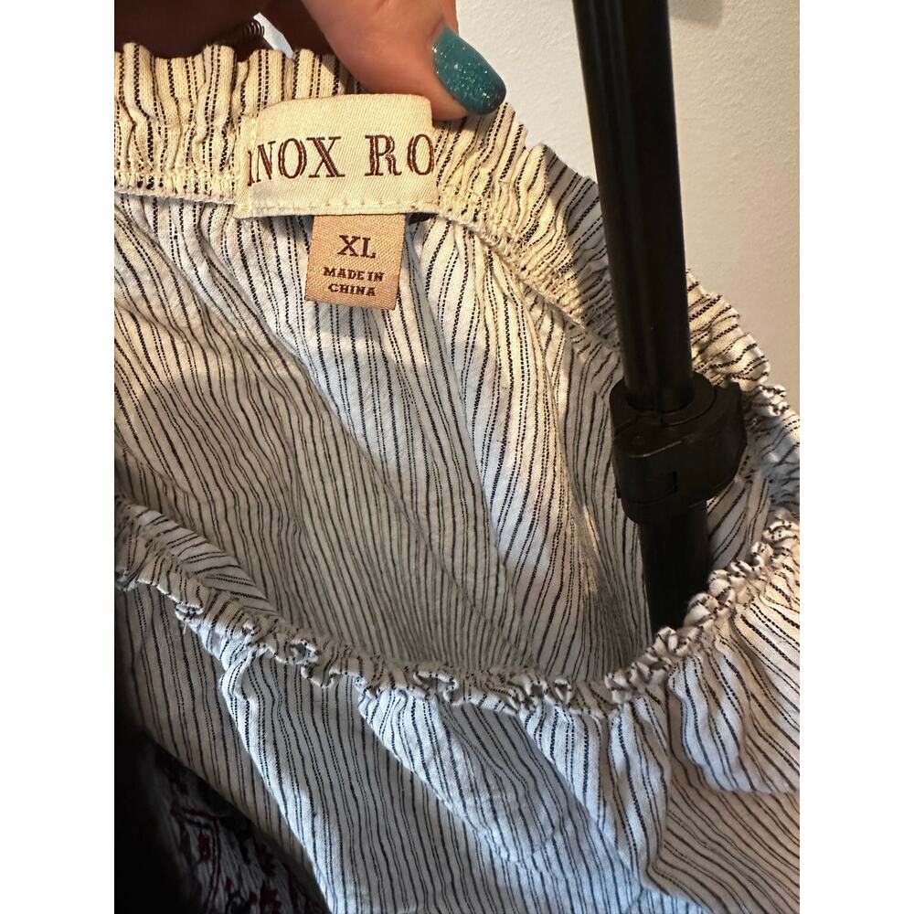 Knox Rose Striped Embroidered Off The Shoulder Boho Blouse Size XL - Picture 3 of 10